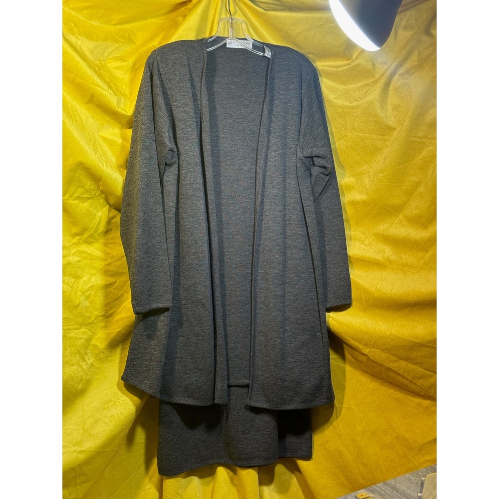 Valerie Stevens Womens Gray 100% Merino Wool Cardigan Skirt Set Size M